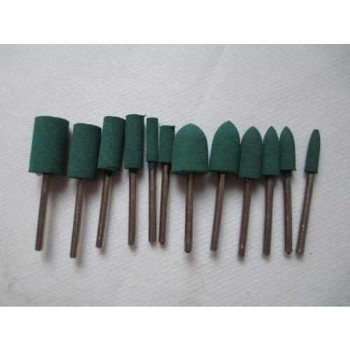 12pcs 3mm shank DIY Rubber Mounted Point Grinding Head Dremel Rotary Tools 4mm-12mm Bullet Rubber Rotary Polishing Burrs