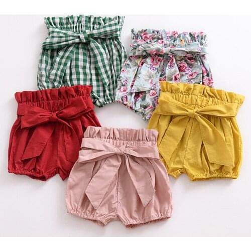 0-2Y Kawaii Newborn Baby Bloomers PP Pants Cotton Linen Triangle Solid Dot Girls Shorts Summer Trouser Toddler