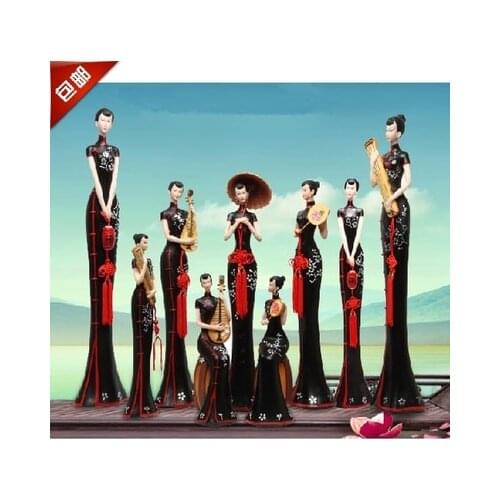 Wedding decoration Modern Chinese living TV cabinet classic beauty figure Chinese ladies a ornaments style cheongsam Home