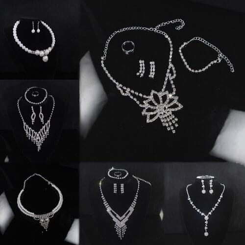 Bridal jewelry personality pearl jewelry rhinestone earrings necklace drop-shaped necklace ladies suit chain wedding gift jewel