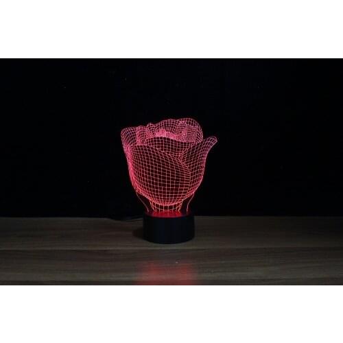 Rose shape 3d optical illusion led lamp/table lamp/light as 2017 unique gifts especially for Sweetheart as symbol of eternal