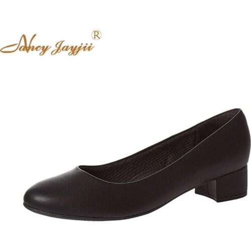 Female Pumps Lady Adult Shoes Black solid High Square heel Sewing Pointed Toe Slip-On Spring/Autumn Casual Fashion Classics 2021