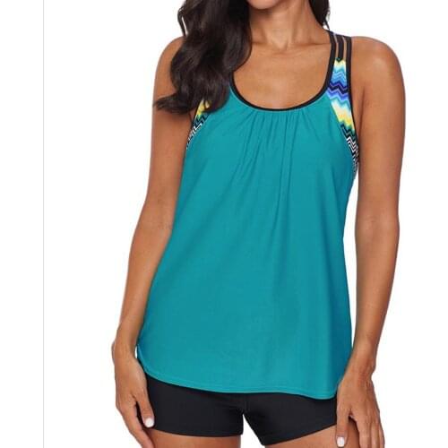 TELOTUNY Womens swimsuits Women Printed Patchwork Bikini Push-Up Padded Swimwear Beachwear Set Vest Tops Boyshort Bathing Suit