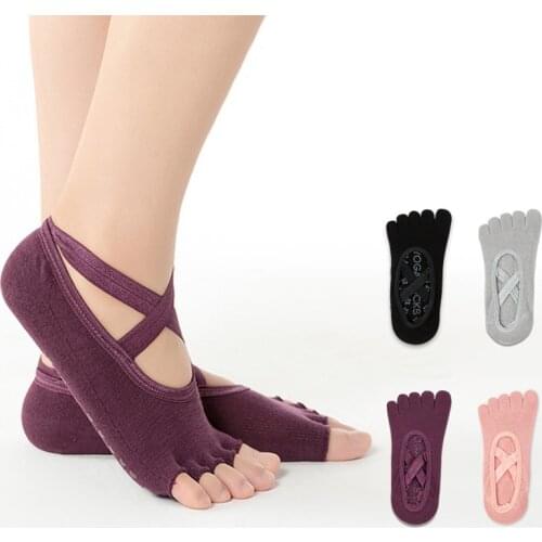 Women Yoga Socks Anti-Slip Quick-Dry Damping Pilates Basketball Socks Good Grip for Men&Women Floor Soft Cotton Toe Socks