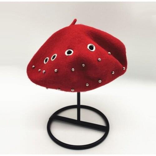 New Winter women wool beret cap Lady Punk stylish rivets Artist cap Adult casual Hip Hop pumpkin hat gorros