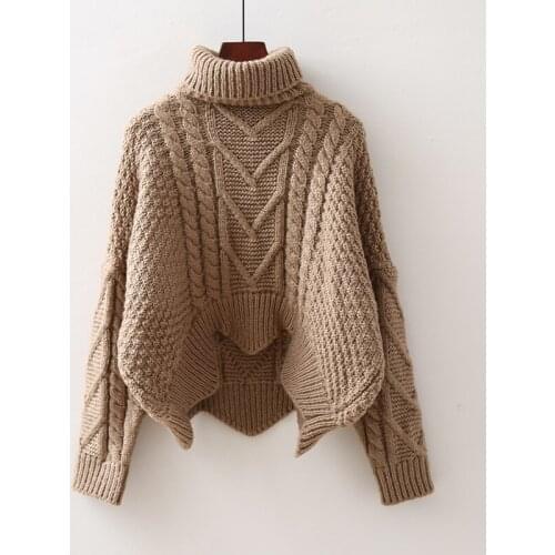 Autumn Winter Thicken Turtleneck Women Knitting Sweater Tops Loose Long Sleeve Solid Jumpers Ladies Knitted Pullover Pull Femme