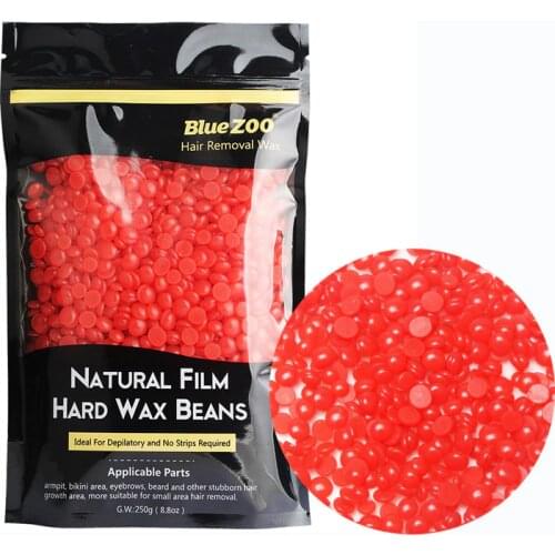 1 bag 250G Hard Wax Beans No Strip Depilatory Hot Film Hard Wax Pellet Waxing Bikini Face Hair Removal Bean Strawberry Flavor