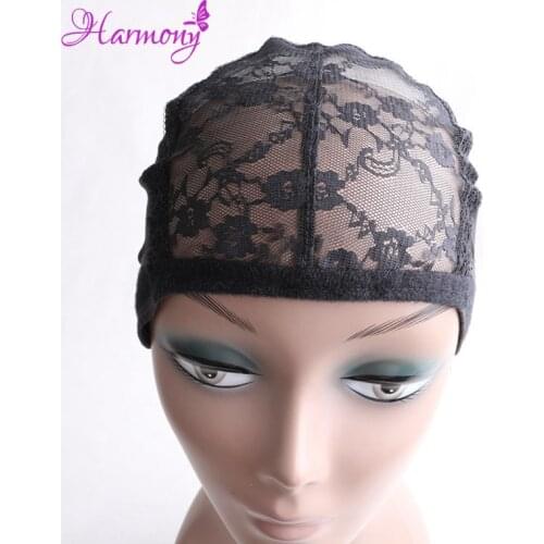 10pcs/lot Double Lace Wig Caps For Making Wigs And Hair Weaving Stretch Adjustable Wig Cap Hot Black Dome Cap For Wig