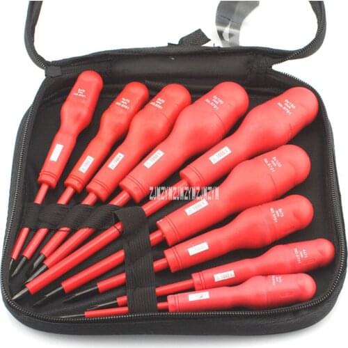 9-PC 1000V High Voltage Insulation Screwdriver Kit Multi-Bit Repair Tool Screwdriver Set Home Useful Hand Tool Screw Driver Kit