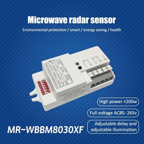 AC 85V-265V 50/60Hz Microwave Radar Sensor Switch Body Motion Detector Lighting Control Switch Adjustable Delay For LED Light