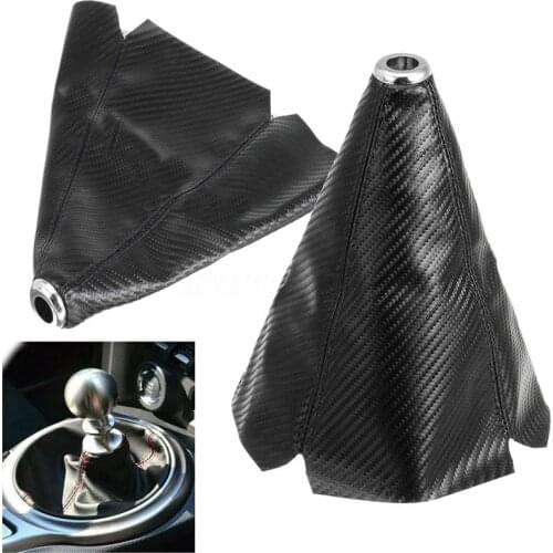 Car Styling Manual Shifter Boot Cover Carbon Fiber Leather Universal Automatic Auto Gear Shift Knob Gaiter Black/Red/Blue Line