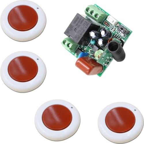 Wireless Remote Control Light Switch 10A Relay Output Radio 220V 1 Channel Mini Receiver Module + 4 X Transmitter