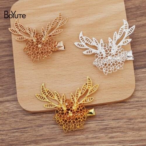 BoYuTe (10 Pieces/Lot) 54*41MM Alloy Hollow Flower Hair Clips Factory Supply Diy Antique Chinese Clothing Accessories