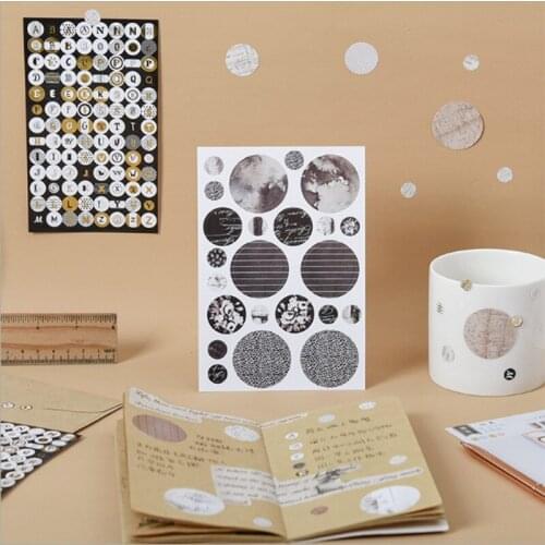 1pack Bronzing retro English decorative round letter hand account stickers Stationery Vintage DIY Scrapbooking Diary Albums