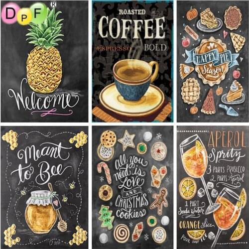 DPF 5D Round full Diamond Embroidery DIY Needlework Diamond painting Cross Stitch breakfast food diamond Mosaic decor crafts