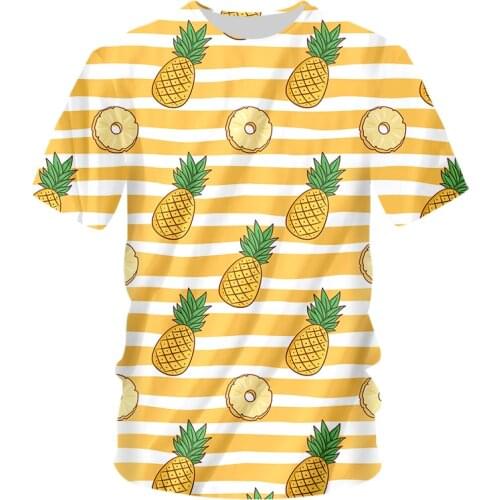 Mens T Shirt EU Size Hot Sale Striped Pineapple Casual Tshirt 3D Printed Fruit Casual Short Sleeve Harajuku Shirts Summer Tops
