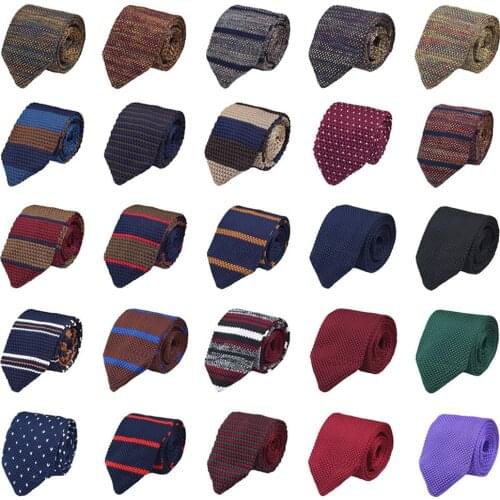 Men Classic Knitted Crochet 7CM Stripe Necktie Wedding Party Business Neck Ties BWTQN0314