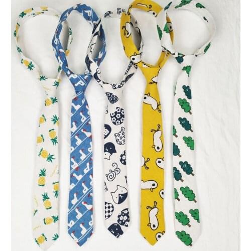 Tie Japanese Lucky Cat Shirt Tie Female Linen Artistic Cute Cartoon Long Hand Tie mens tie gift set for men in a box luxury