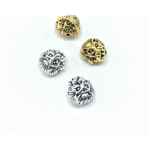 8pcs 12mm*12mm popular solid perforated lion head beads for jewelry making DIY handmade bracelet necklace accessories