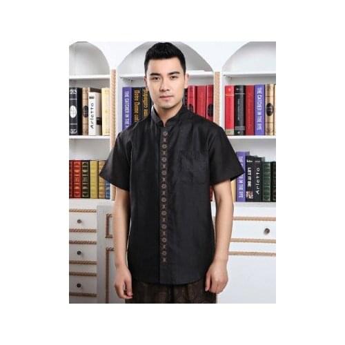 Plus - size Mens silk Xiangyun shirt fashion Short Sleeve Silk Shirt leisure Chinese style