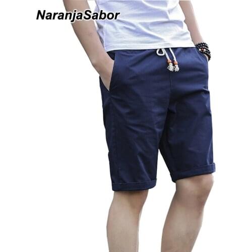 NaranjaSabor 2021 Summer New Mens Casual Shorts Men Slim Beach Shorts Jogger Male Knee Length Short Pant 5XL 7 Colors N042