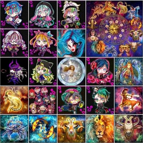5d diamond painting kit Color cartoon aries zodiac sign complet cuadros full square Cross stitch dirll drawing mosaic embroidery