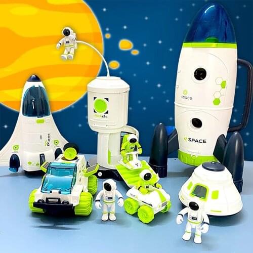 Model Building Kits Puzzle Acousto Optic-space Toys Space Model Space Station Rocket Aviation Series Educational Toys For Kids