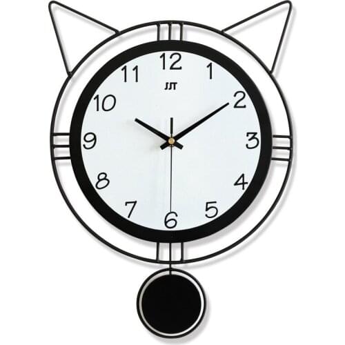 New 40X29CM Nordic Wind Wall Clock Creative Wall Clock Home Fashion Cartoon Cat Ear Clock for Living Room Kitchen Decor