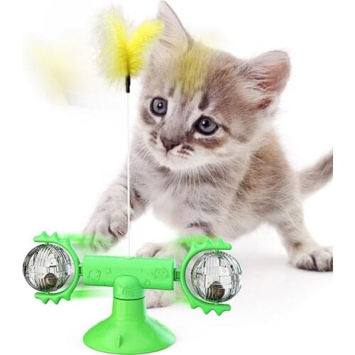 New hot sale Cat toy feather interactive funny spin suction cup toy pet products for accessories mint for cats games play stick
