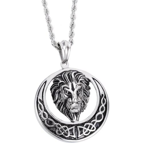 New Titanium Steel Necklace Alternative Fashion Sun Lion Head Cool Stainless Steel Mens Pendant Hot Selling
