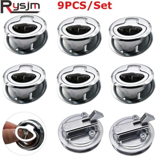 New Stainless Steel Flush Pull Locker Hatch Lift Handle Marine Door Locking Hardware Accessories For Boat Yacht RV 9PCS/Set
