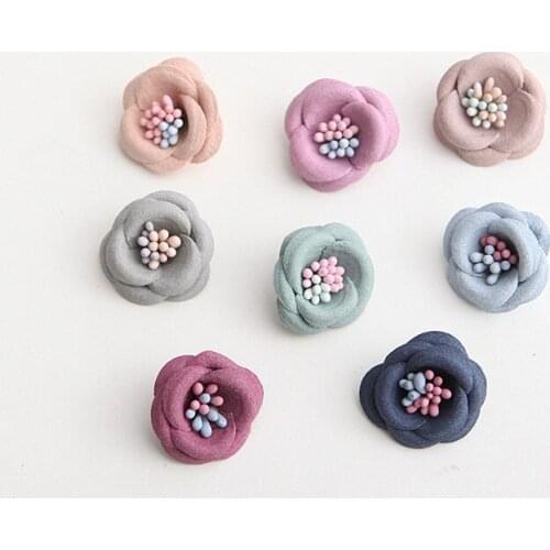 New style Baby Girls Hair Accessories Double Fabric Flower stamen Hair Kids Children Hairpin