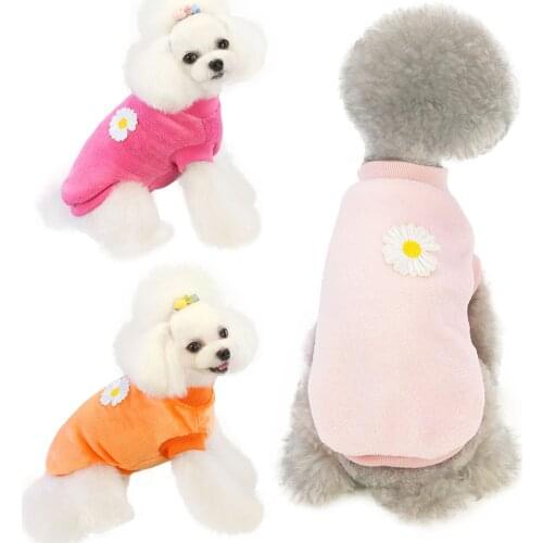 Dog clothes,French bulldog Chihuahua hoodie,autumn and winter chrysanthemum dog sweater,small and medium-sized dog coat jacket