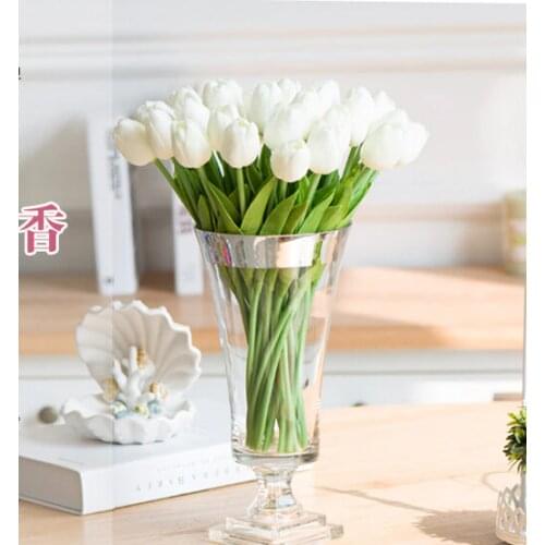 Wholesale White Artificial flower high quality real touch PU Tulip desktop wedding home decoration gift multi-color Party decor