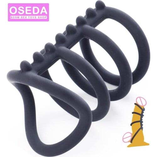 Penis Silicone Ring Cock Enlargement Sleeve Strapon Delay Ejaculation Erection Rings Sex Toys For Men Couples Don't Fly Adult 18