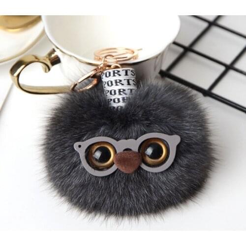 Plush Keychain Cute Simulation Cartoon Owl Toy Fox Fur bag Car Key Holder Bag Pendant for Kids Girlfriends