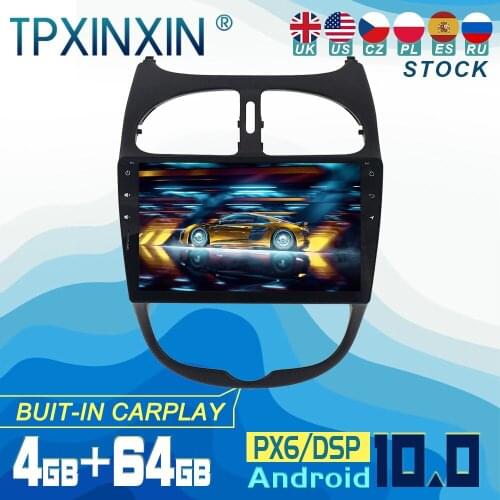 PX6 For Peugeot 206 2000-2016 Android 10 Carplay Radio Player Car GPS Navigation Head Unit Car Stereo WIFI DSP BT