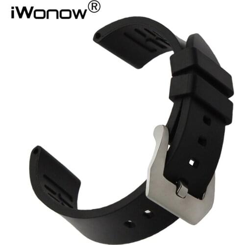 24mm Fluororubber Watchband for Sony Smartwatch 2 SW2 Suunto TRAVERSE Rubber Watch Band 316L Stainless Steel Buckle Wrist Strap