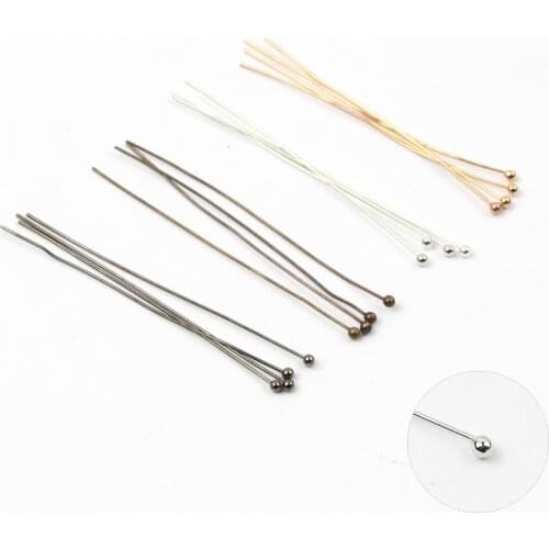 100pcs/lot 20/25/30/40/50mm Silvering Color Metal Ball Head Pins For Diy Jewelry Making Head pins Findings Dia 0.5mm Supplies