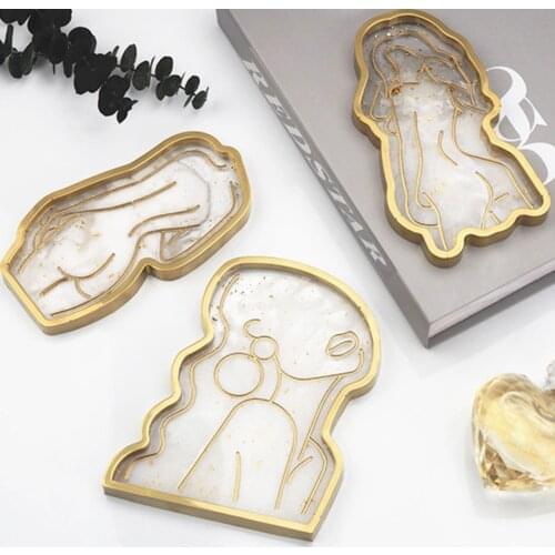 Art Girl Model Body Tray Epoxy Crystal Resin Silicone Mold Abstract Plate Plate Mirror Candle Mold Homemade Handmade Tool TW042
