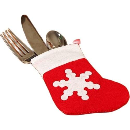Cutlery Bags Christmas Tableware Holder Bag Red Stockings Knife Spoon Fork Storage Bag For Xmas Tree Hanging Dinner Table Decor