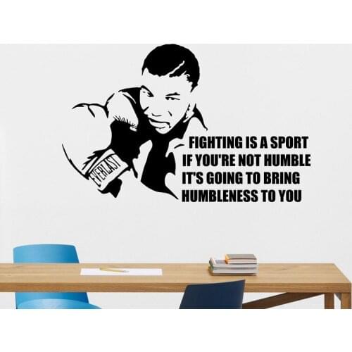 Boxing star Tyson inspirational quote vinyl wall sticker gym boxing club boxing enthusiast teen room decoration wall decal 3A38