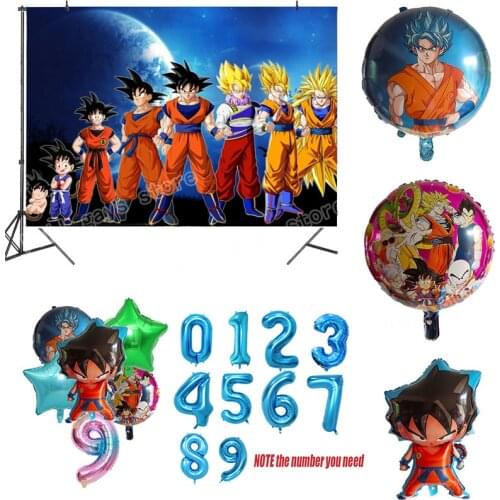 Dragon Ball Party Balloon Vinyl Photography Backdrops Cloth Anime Goku Kid Baby Birthday Party Decoration Supplies Sets Decor