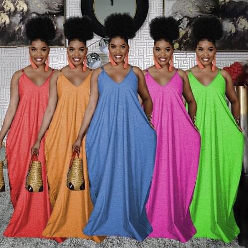 Echoine Solid V-neck Strap Maxi Long Dress Sleeveless Casual Loose Robe Elegant Holidays Beach Lady Boho Backless Vestidos
