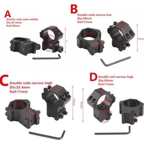 1pair Hunting Gun Rifle Scope Mount 25.4mm /30mm Scope Ring for 11mm /20mm Picatinny Rail Weaver Mount For Air Rifle Scope caza