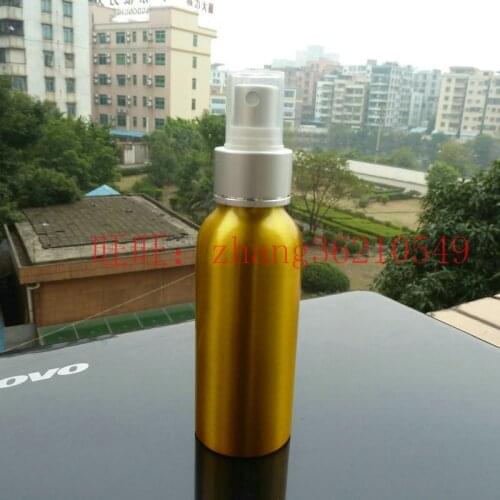 100ml aluminum gold bottle With ( silver aluminum + silver aluminum) mist sprayer.aluminum perfume atomizer bottle container