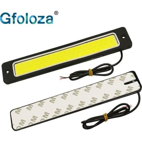 Gfoloza 2Pcs LED Daytime Running Lights Fog Lamp White High Power COB Flexible Strip Light DRL Waterproof Auto Fog Bulb 12V
