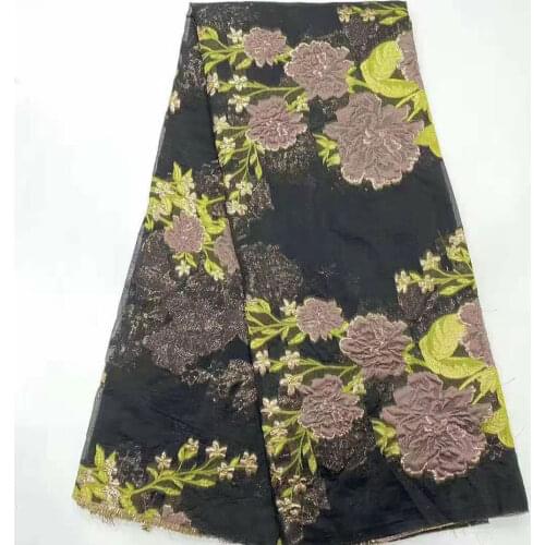 2021 Latest African Lace Fabric High Quality Jacquard Brocade Lace Fabric French Organza Nigerian Lace Fabric For Wedding VK4929