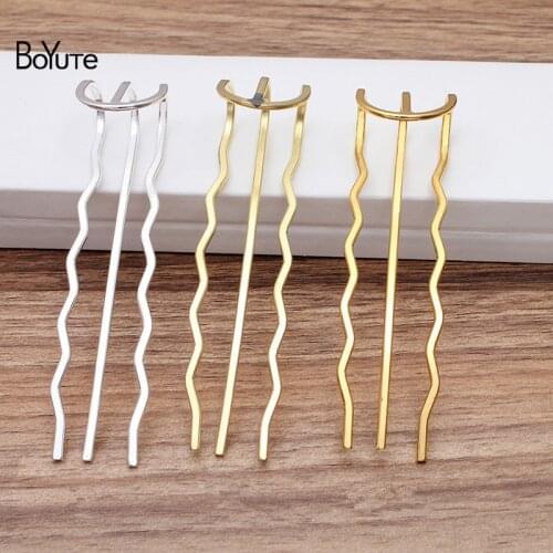 BoYuTe (5 Pieces/Lot) 80MM Length Metal Brass 3 Teeth Hair Fork Materials Handmade Diy Hair Accessories Wholesale