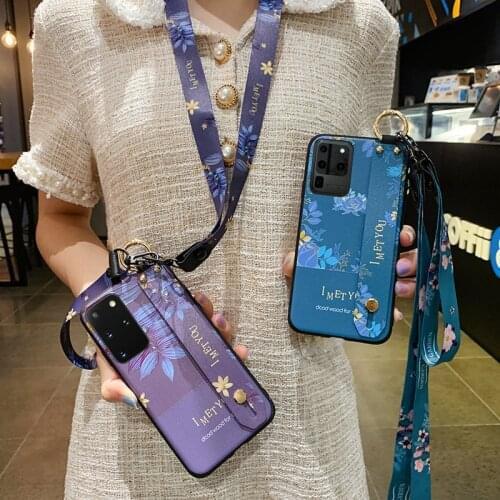 Case For Samsung A51 71 50 70 20 30s 21s S20 FE S10 S21 S9 S8 Plus Note 10 Lite 20 Ultra Phone Holder Wrist Strap Lanyard Cover